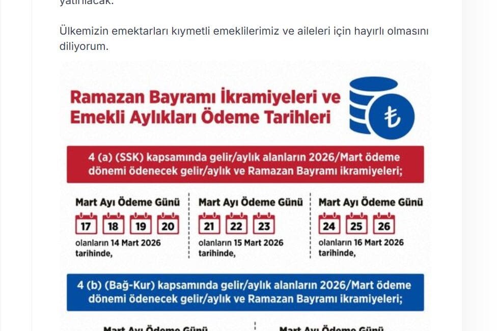 Çalışma ve Sosyal Güvenlik Bakanı Vedat Işıkhan, emeklilerin Ramazan Bayramı