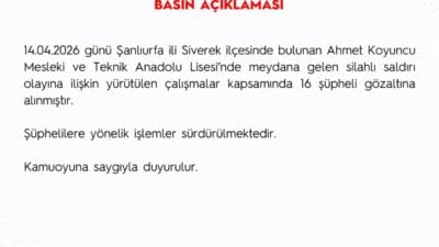 Şanlıurfa’nın Siverek ilçesinde bir okulda yaşanan silahlı saldırıya ilişkin yürütülen