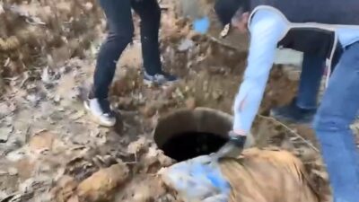 Pendik’te düzenlenen operasyonda dronla tespit edilen yer altı deposunda binlerce