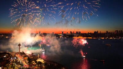 İstanbul'un şanlı fethinin 573. yılında Boğaz'da büyüleyici kutlama! 1200 dronla