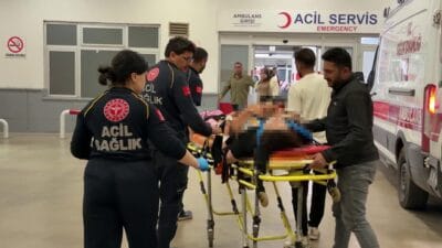 Erzurum'un Hınıs ilçesinde hafif ticari aracın yoldan çıkıp takla atması