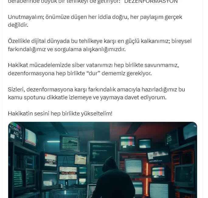 İletişim Başkanı Burhanettin Duran’dan “Siber Vatan” ve Dezenformasyon Uyarısı İletişim Başkanı Burhanettin Duran, dijital dünyadaki dezenformasyon tehlikesine karşı en