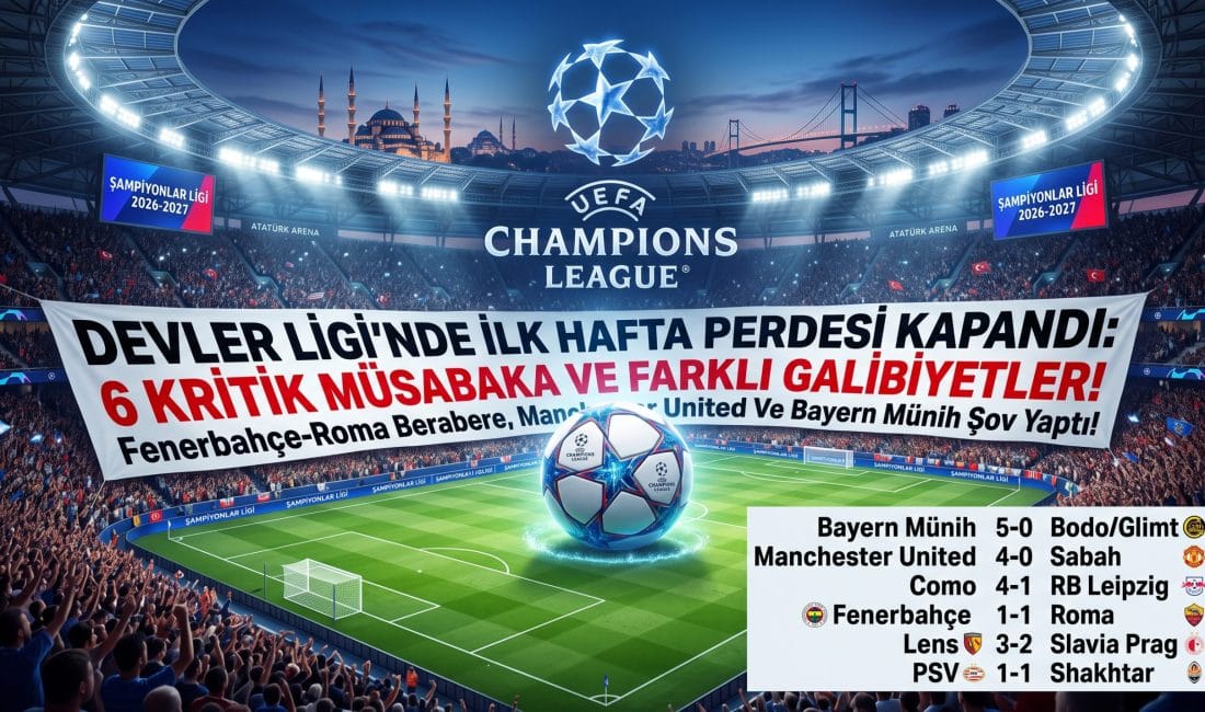 Devler Ligi’nde İlk Haftanın Perdesi Kaptandı: İşte Gecenin Tüm Maç Sonuçları ve Sürpriz Detaylar! UEFA Şampiyonlar Ligi’nde 2026-2027 sezonunun ilk haftası tamamlanırken, Galatasaray deplasmanda