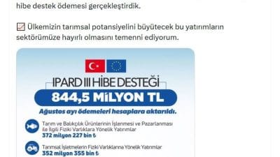 Tarım ve Orman Bakanı İbrahim Yumaklı, IPARD III programı kapsamında