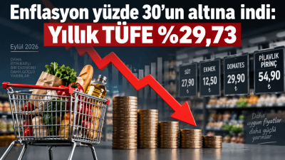Eylül 2026’da yıllık enflasyon yüzde 29,73’e gerilese de aylık fiyat