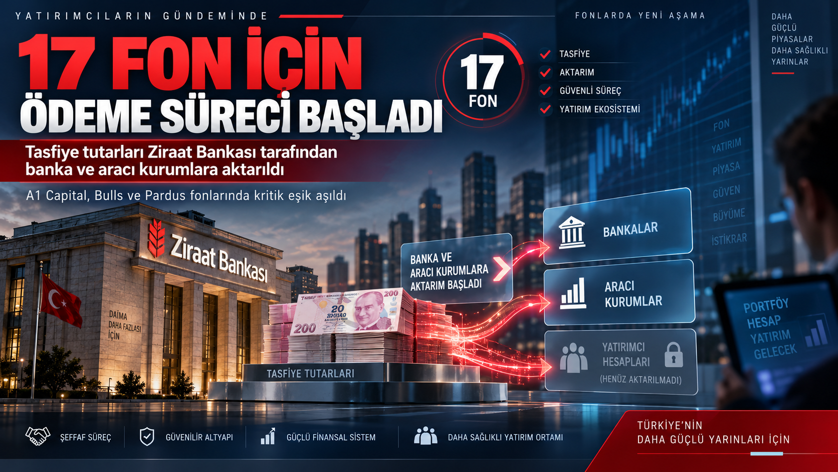 17 yatırım fonunda tasfiye ödemeleri başladı; Ziraat Bankası tarafından banka