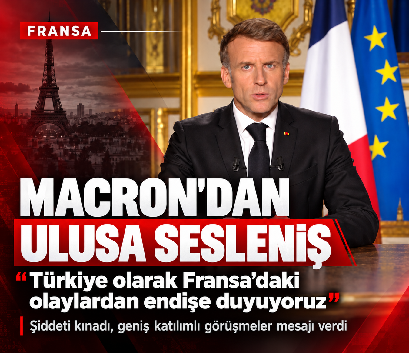 Fransa Cumhurbaşkanı Emmanuel Macron, ülke genelindeki protestoların ardından yaptığı ulusa