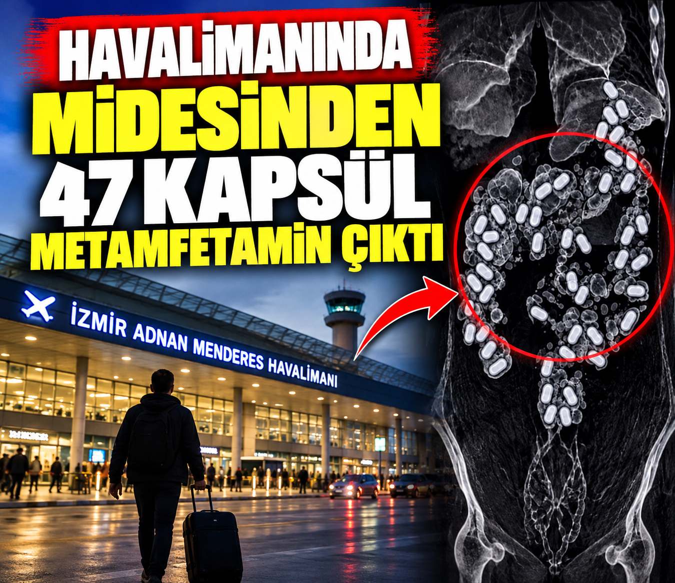 İzmir’de midesinde 322 gram metamfetamin bulunan yolcu tutuklandı