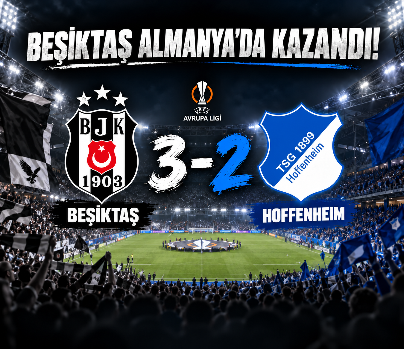 Beşiktaş, UEFA Avrupa Ligi'nde Hoffenheim'ı Almanya'da 3-2 mağlup ederek iki